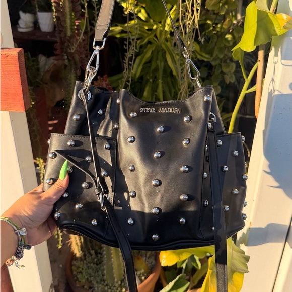 Steve Madden Black Studded Shoulder Bag - Picture 2 of 11
